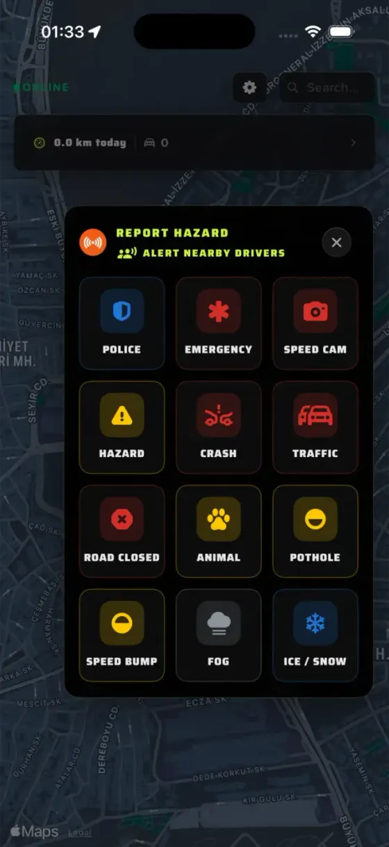 DriversMap hazard reports
